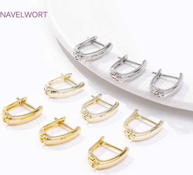 Ohrringhaken, 18 Karat vergoldet/rhodium, glatt - Bild 1