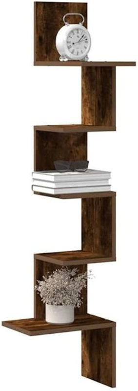 Vidaxl Wand-Eckregal aus Holzwerkstoff in Braun, H x B x T: 127,5 x 32 x 32 cm - Bild 1