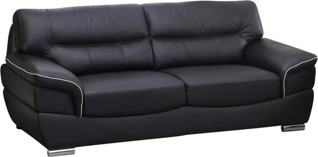 Vente-unique Sofa Thibault in Schwarz mit Kunstleder und Rindsleder, Breite: 210 cm - Bild 1