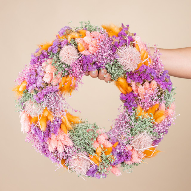 Trockenblumenkranz Pastell Lover von BLUME2000 in Multicolour mit Lagurus, Durchmesser: 30 cm - Bild 1