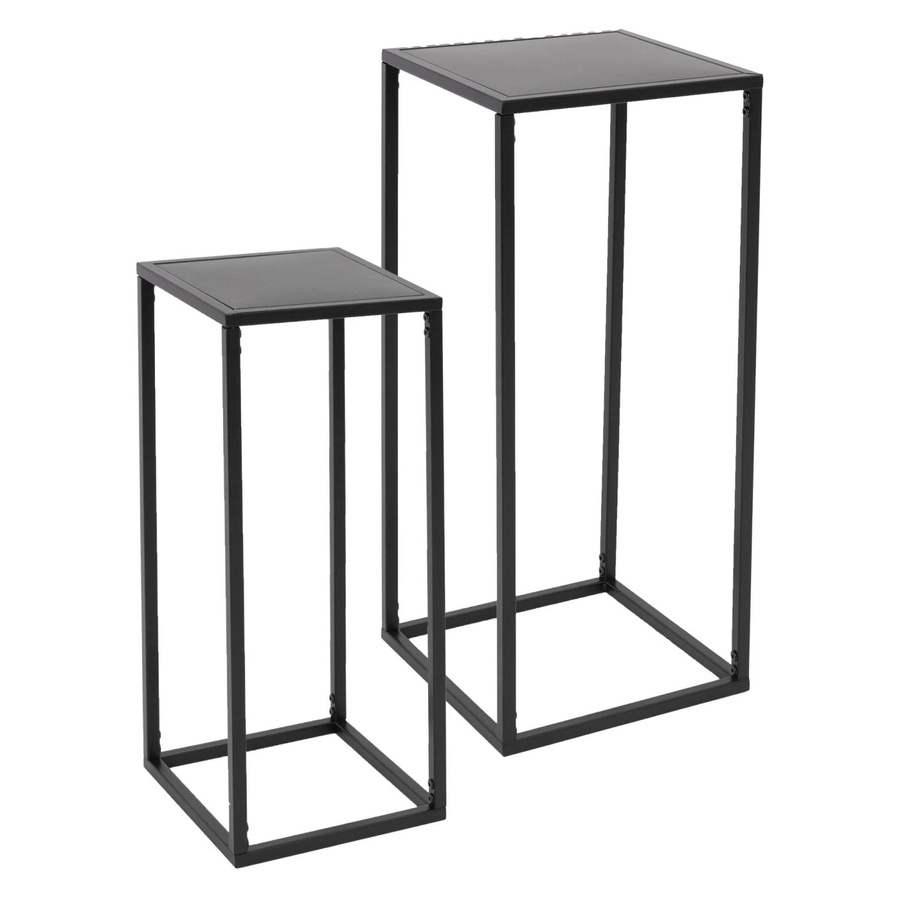 ML-Design Blumenständer 2er Set Schwarz aus Metall, B/T/H: 20 x 20 x 60 cm und 30 x 30 x 70 cm - Bild 2