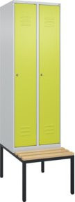 C+P Spind Classic PLUS Garderobenschrank mit Sitzbank, 2 Abteile, Zylinderschloss und 3 Garderobenhaken, B/T/H: 212,0 x 60,0 x 81,5 cm - Bild 1