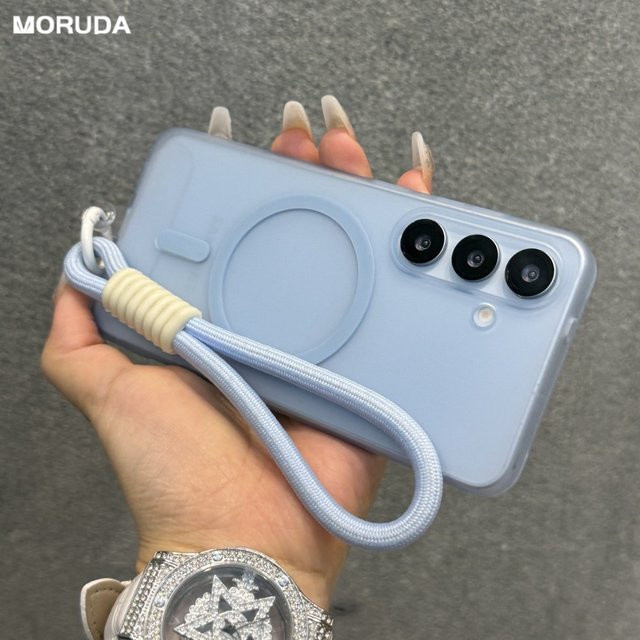 NUCWIN MagSafe Handyhülle aus matter Hartschale mit Lanyard für Samsung Galaxy S26 S25 S24 S23 S22 Ultra Plus FE A56 A55 A35 A16 in Gold und Blau - Bild 1