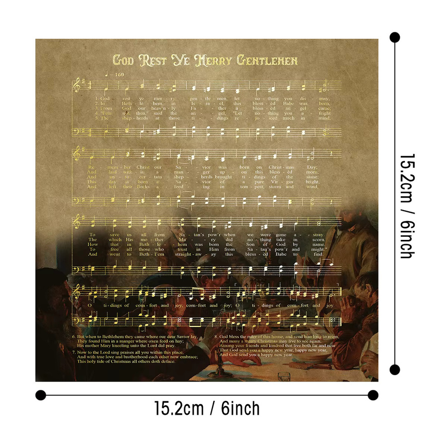 12er Set Retro Weihnachten Bastelpapier mit Notenblatt-Design für Journaling und Grußkarten, Mehrfarbig - Bild 2