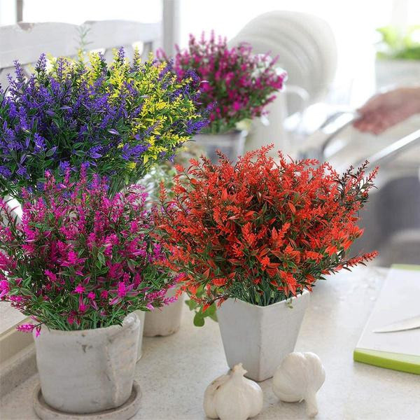 8er Set künstlicher Lavendel von ZXXY in Rot, UV-beständige Kunstblumen für Garten und Balkon - Bild 2