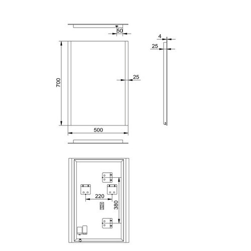 TALOS LED-Badspiegel in Silber mit Aluminiumrahmen, B/H: 50 x 70 cm - Bild 3