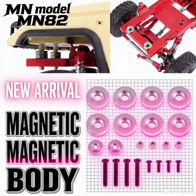 MN Modell MN82 Serie RC-Auto Modifikationszubehör, Magnetisches Gehäuse-Erhöhungskit, Metall - Bild 1