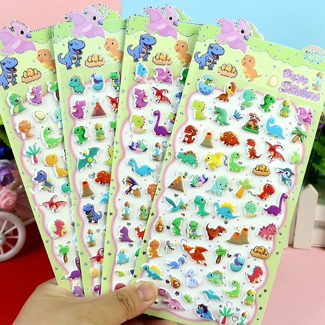 Charile Kawaii Tier Dinosaurier 3D Blase Aufkleber, 4-teiliges Set - Bild 1