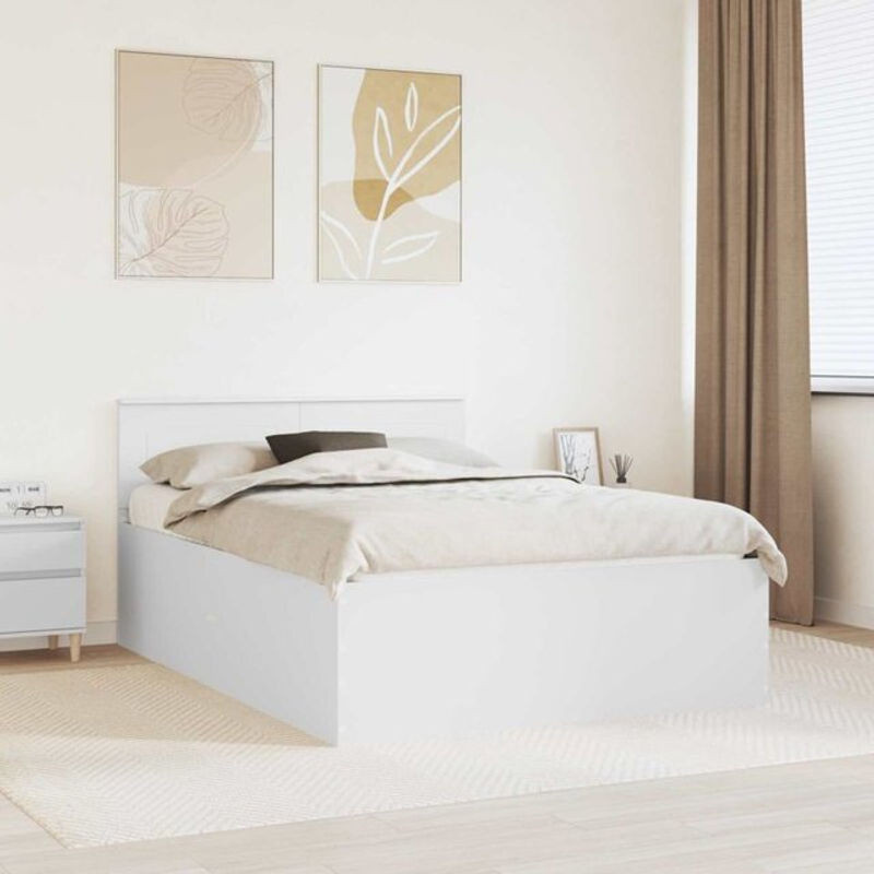 Modernes Bettgestell mit Kopfteil von vidaXL aus Holzwerkstoff in Weiß, B/T/H: 140 x 200 x 90 cm - Bild 1