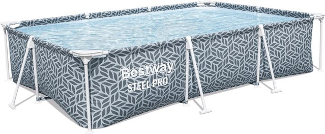 Bestway Steel Pro Frame Rechteckiger Stahlrahmen-Pool in Grau, Blau und Weiß, B: 300 cm, T: 201 cm, H: 66 cm - Bild 1