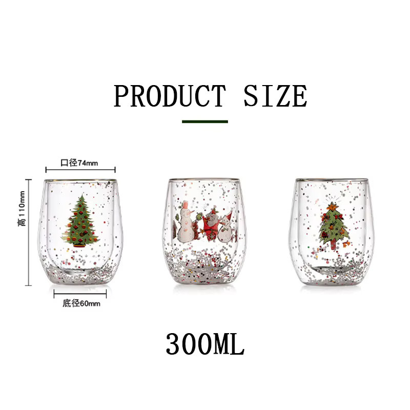 FOME Weihnachtliche Doppelschichtige Glastasse, transparent, 300 ml - Bild 6