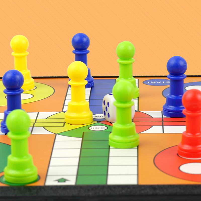UYAOZHISHANG Ludo Schach Backgammon Spielset Brettspiel faltbar bunt - Bild 3