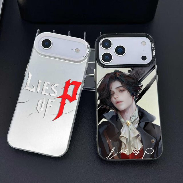 L-Lies Of P Game Logo Handyhülle für iPhone 17 16 15 14 13 12 11 Pro Max Air Matte Laser Aurora stoßfeste Schutzhülle in Multicolour und Weiß - Bild 1