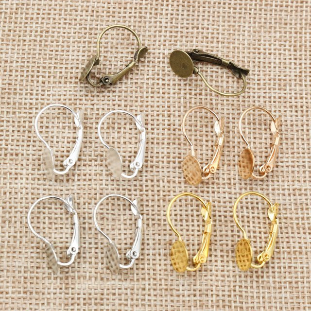 Ohrring Einfassungen, 8 mm, 5 Farben, Blank/Basis - Bild 1