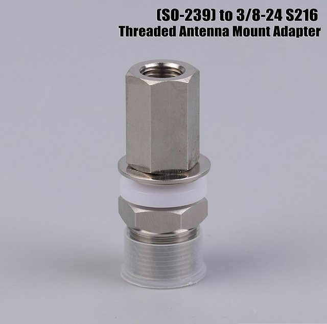 KOQZM CCA4 Antennenmontageadapter SO-239 auf 3/8-24 Gewinde in Silber - Bild 1