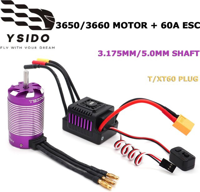 YSIDO RC Motor, bürstenloser Motor, 5,0/3,175 mm Welle, 60 A ESC - Bild 1
