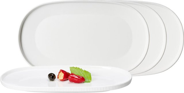 Ritzenhoff & Breker Servierplatten Kelly aus Porzellan, Oval, Weiß, 4er Set, B: 33 cm, T: 19 cm - Bild 1