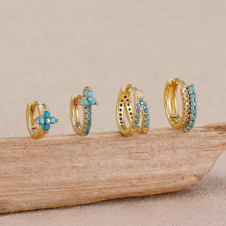 4-teiliges Creolen-Set, 14 Karat vergoldet, Kristall, Zirkonia, Damen - Bild 2