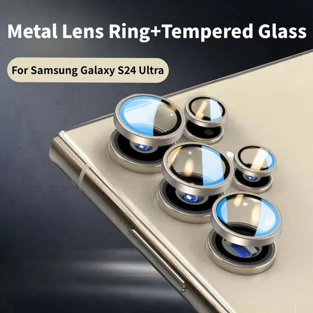 Metall Objektiv Glas Schutz für Samsung Galaxy S25 Ultra und S24 Ultra Kamera Ring Case aus Legierung in Silber und Multicolor - Bild 1