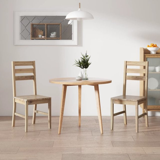 vidaXL Esszimmerstühle 2er Set aus gebürstetem Akazien-Massivholz in Braun, B/T/H: 45 x 42 x 90 cm, 45 x 49 x 110 cm - Bild 2