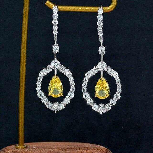 Tropfenohrringe 925 Silber, Gold, Diamant, Zirkonia, Damen - Bild 1