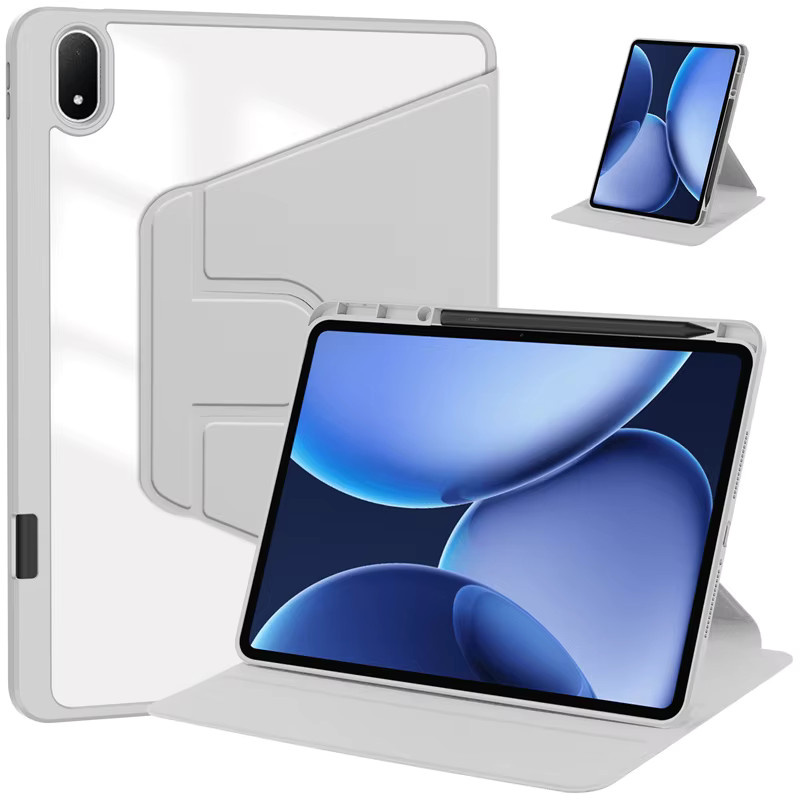VIGENCIA Schutzhülle für OnePlus Pad 3 und OPPO Pad 4 Pro 13,2 Zoll mit Stifthalter und 360 Grad rotierbarem Acryl-Ständer in Grau - Bild 2