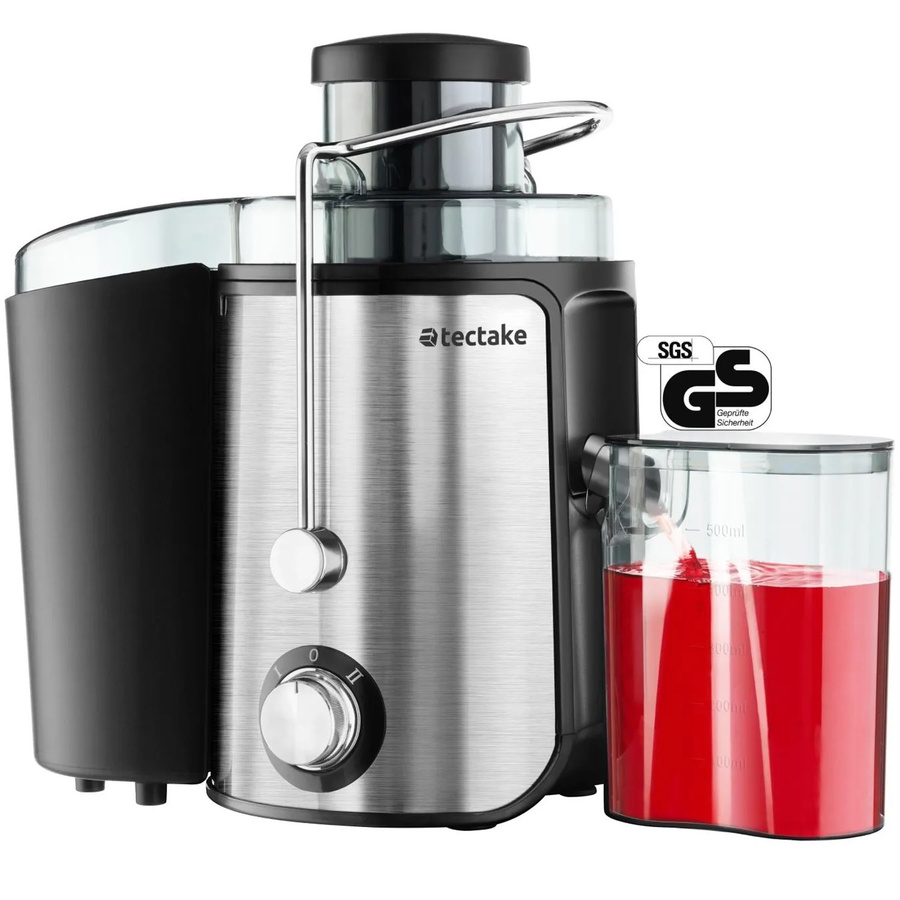 tectake Entsafter mit 600 W Leistung, 500 ml Fassungsvermögen, Zentrifugalsystem, Edelstahlgehäuse, Farbe: Silber, B/T/H: 18 x 26 x 28,5 cm - Bild 2