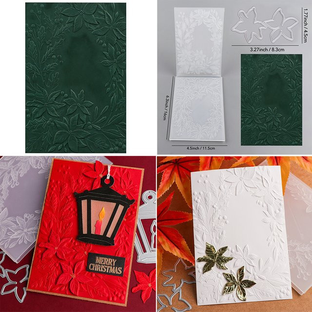 3D-Prägeordner und Schneidwerkzeug mit Weihnachtsstern und Blumenrahmen für Papierhandwerksprojekte - Bild 1