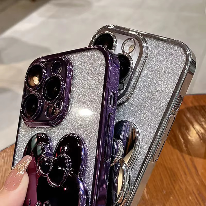 Glitzer Spiegel Kaninchen Handyhülle für Samsung Galaxy S25 S24 S23 Ultra Plus S25 FE A56 A17 A07 in Lila - Bild 1