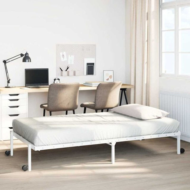 Klappbares Metallbett Vidaxl in Weiß, B/T/H: 190 x 100 x 30 cm - Bild 1