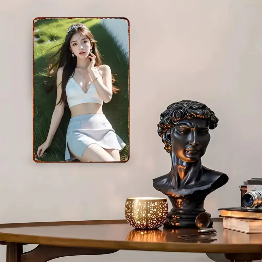 CIFBUY Retro Wandkunst Metallschild Portrait Frau Multicolour - Bild 4