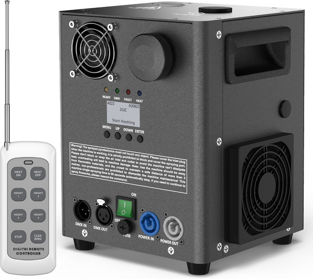 U'King Kaltfunkenmaschine mit 800W Leistung und DMX-Steuerung in Schwarz für DJ, Disco und Party-Bühnenausrüstung - Bild 1