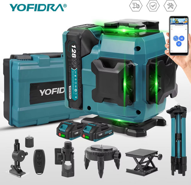 YOFIDRA 4D Laser-Wasserwaage mit 16 Linien, selbstnivellierendes 360 Grad Strahlwerkzeug für Makita 18V Akku - Bild 1