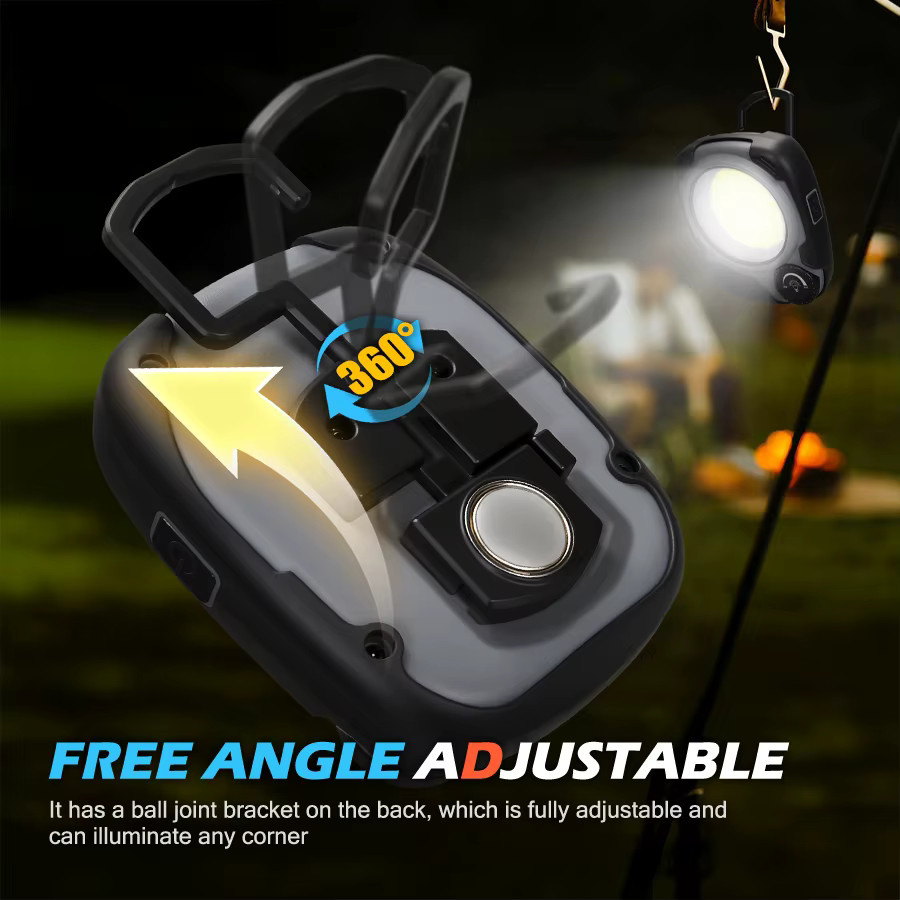 Heinast Multifunktionale LED Camping-Laterne mit Magnet und Haken, Wiederaufladbare COB Notfall-Taschenlampe in Schwarz - Bild 5