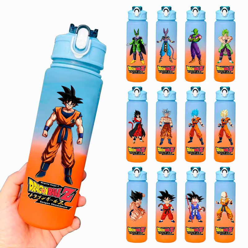 Bandai Dragon Ball Trinkflasche mit Strohhalm Son Goku und Son Gohan Design, 750 ml, Mehrfarbig - Bild 1