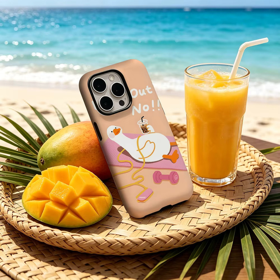 CaseChic Matte Bumper Schutzhülle mit MagSafe für iPhone 17 16 15 14 Plus Pro Max im Lazy Duck Bubble Tea Design - Bild 2