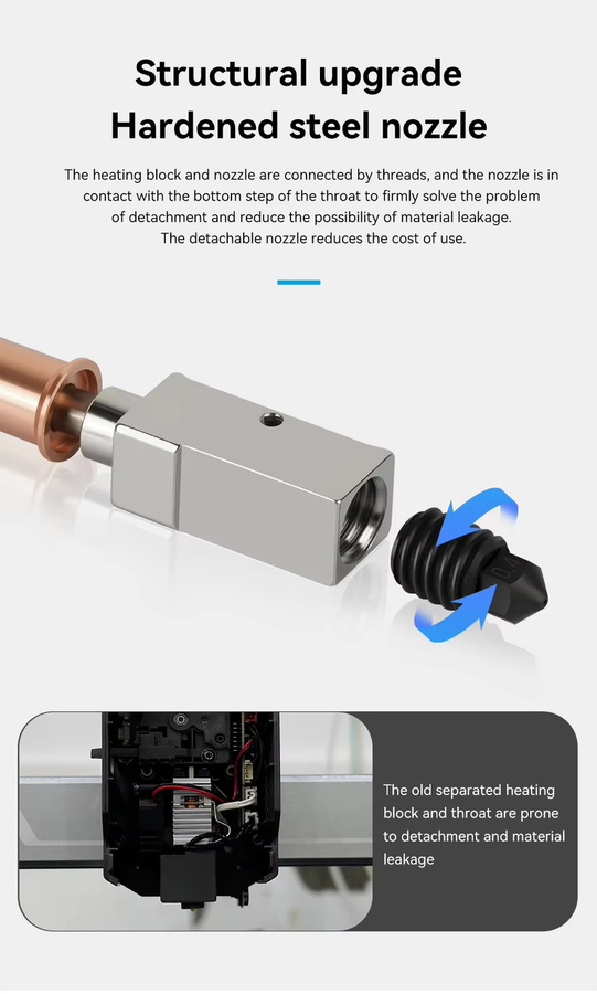 Anycubic Verbessertes Hotend für Kobra 3 V2 und Kobra 3 V2 Combo mit gehärteter Stahldüse und Thermistor für FDM 3D-Druck - Bild 4
