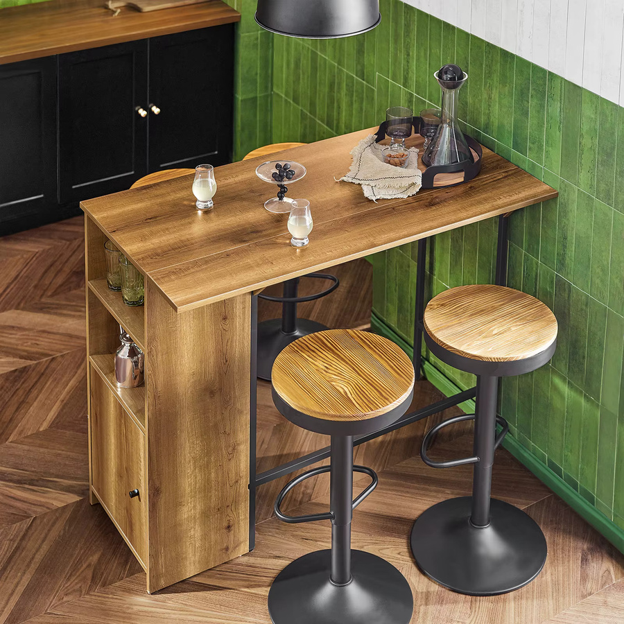 SoBuy Bartisch FWT98-PF in Industrie-Design mit erweiterbarer Arbeitsfläche, Farbe Braun, B/T/H: 120 x 45 x 95 cm - Bild 2