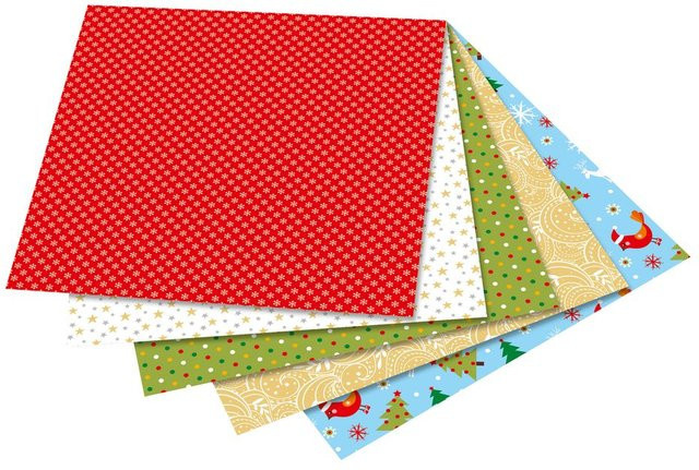 folia Faltblätter Weihnachten gemustert mehrfarbig 50 Stück B: 15 cm x B: 15 cm - Bild 1