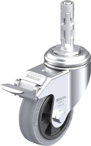 Blickle Lenkrolle LKRA-VPA 80G-11-FI-E11 mit Feststeller, Rad-Durchmesser: 80 mm, Tragfähigkeit: 80 kg, verzinkter Stahl und Kunststoff, grau/schwarz/silber - Bild 1