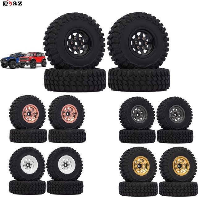 RCXAZ 1,0" Beadlock Felgen 54*17mm Reifen Set, Grau, Schwarz, Gummi - Bild 1
