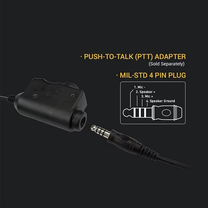 EARMOR Tactical PTT Adapter mit M51 Interface für KENWOOD und BAOFENG Walkie-Talkie, Schwarz - Bild 3