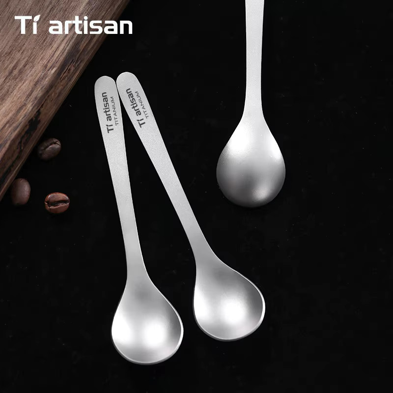 Tiartisan 2er-Set Mini-Kaffeelöffel aus Titan in Silber Matt für Outdoor und Camping - Bild 4