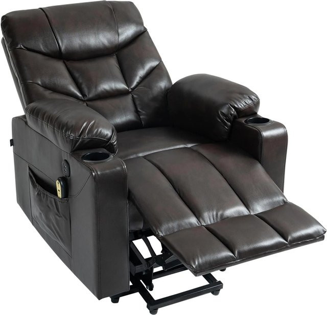 DELUKE Lounger Sessel POZNAN aus Kunstleder in Braun, B/T/H: 84 x 95 x 104 cm - Bild 1