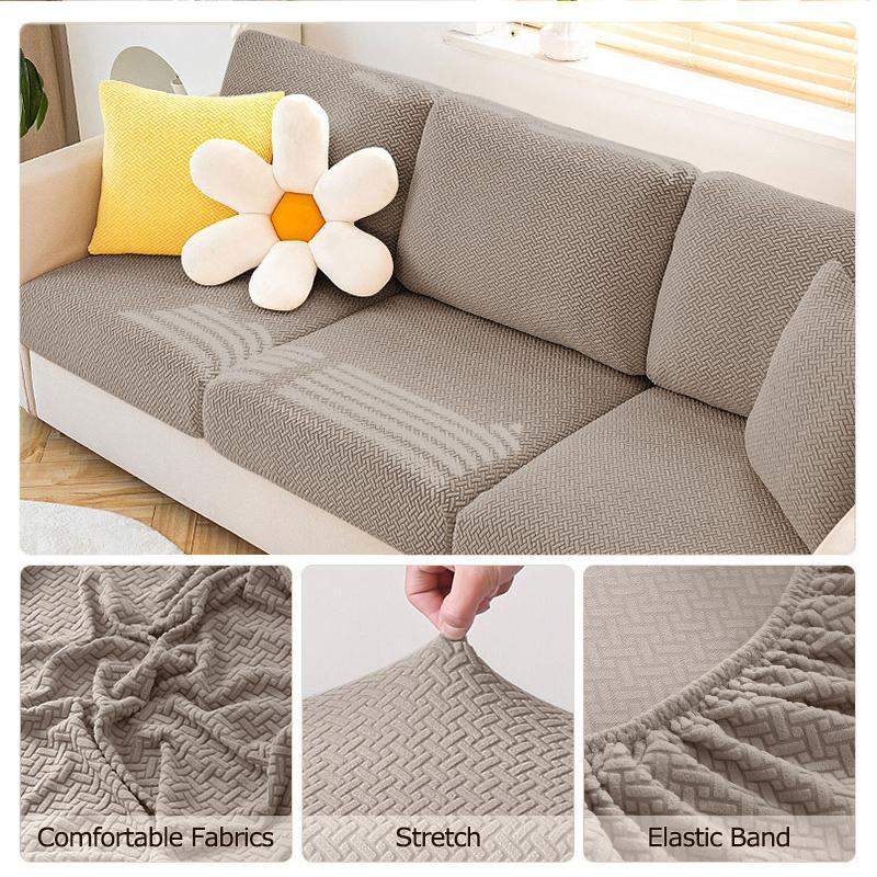 Lellen Jacquard Sofa Sitzbezug Stretch Sofa Abdeckung aus 100% Polyester, Farbe: Weiß, Breite: 60-90 cm - Bild 3