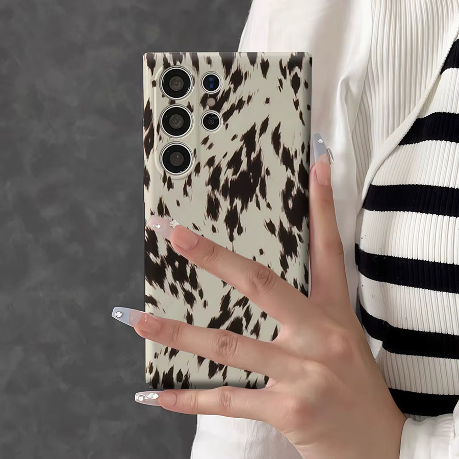 Aurbe Handyhülle für Samsung Galaxy S26 S25 S24 S23 Ultra Plus HD Hartschale in Schwarz und Creme Gesprenkelt Muster Doppelschicht-Folienhülle - Bild 6
