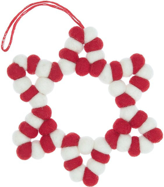 Rico Design Weihnachtsaufhänger Stern aus Filzkugeln in Rot/Weiß - Bild 1
