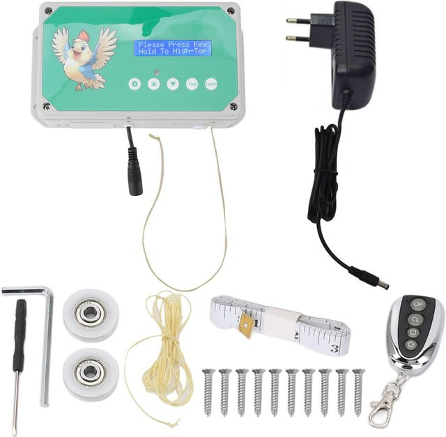 Automatische Hühnerstall-Türsteuerung mit Timer und Fernbedienung, IP44 wasserdicht, doppelte Stromversorgung - Bild 1