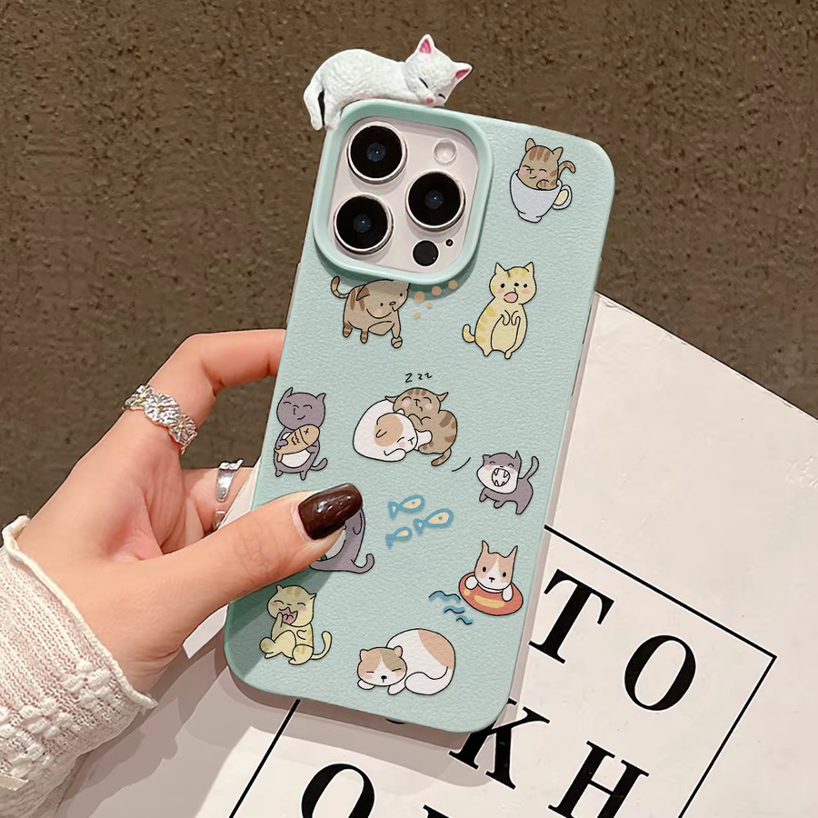 3D Cartoon Katzen Schutzhülle für Apple iPhone Modelle 11 bis 17 Pro Max und Plus - Bild 5