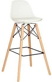 2er Set Barhocker STEELWOOD in Weiß mit Buchenholzbeinen und Sitzkissen, Sitzhöhe: 74 cm - Bild 1